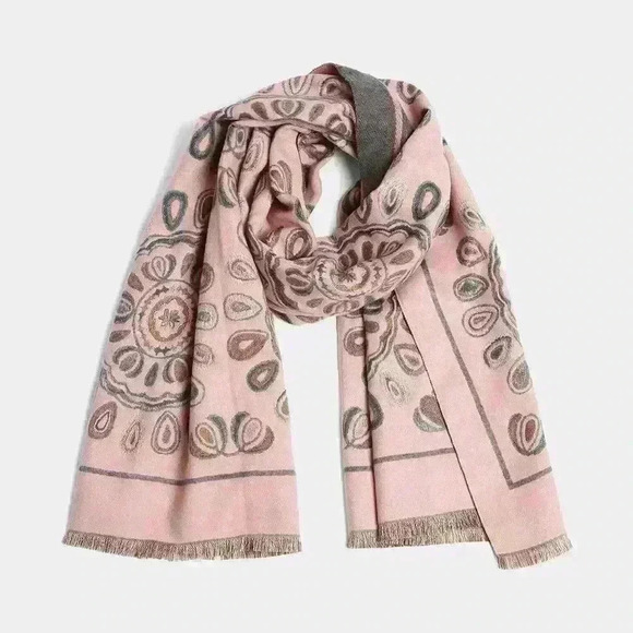 Accessories - Pink Brown Grey Oblong Scarf